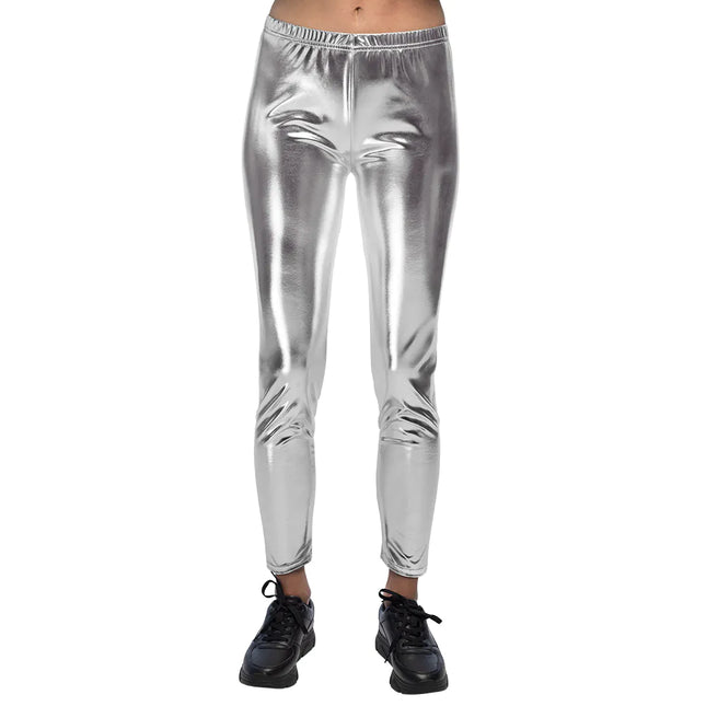 Legging Argent Métallique