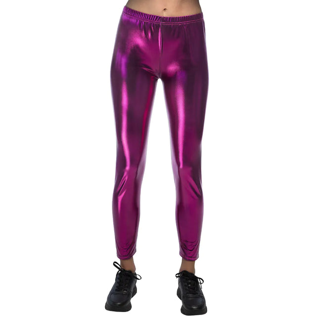 Legging violet métallique