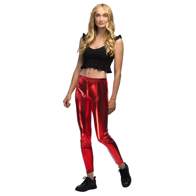 Legging rouge métallique