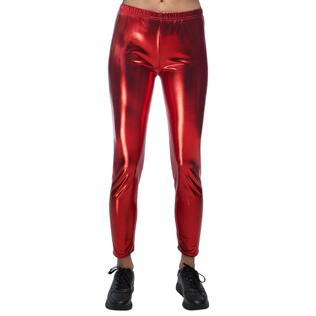 Legging rouge métallique