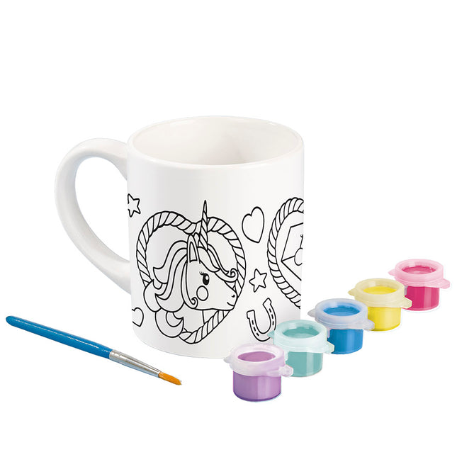 Tasse à peindre ta propre licorne, peinture et pinceau inclus