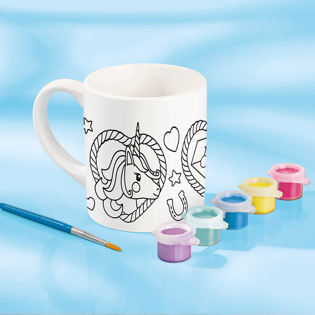 Tasse à peindre ta propre licorne, peinture et pinceau inclus