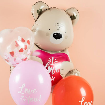 Ballon en aluminium - Ombre Love - Ours brun "Je t'aime" - 56 cm