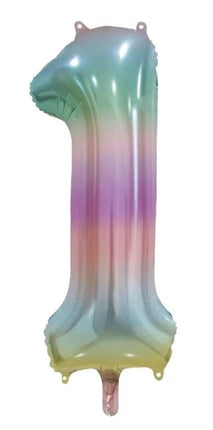 1 Jaar Helium Ballon Regenboog Pastel Leeg 86cm - Partywinkel - 5712735038375