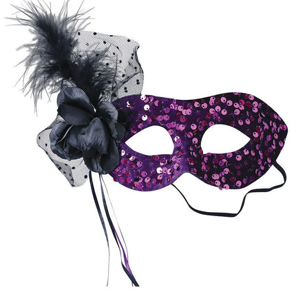 Masque oculaire violet paillettes fleurs