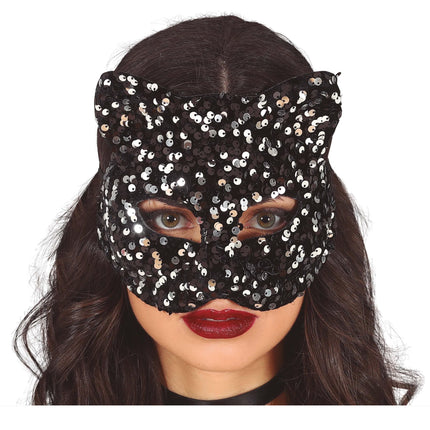 Masque pour les yeux argenté Cat Sequins