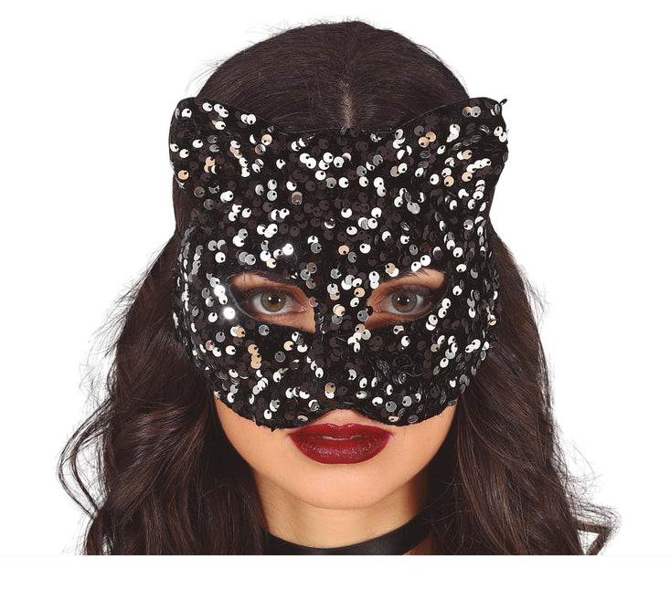 Masque pour les yeux argenté Cat Sequins