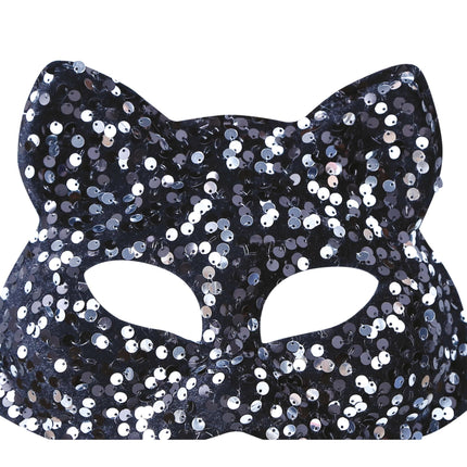 Masque pour les yeux argenté Cat Sequins