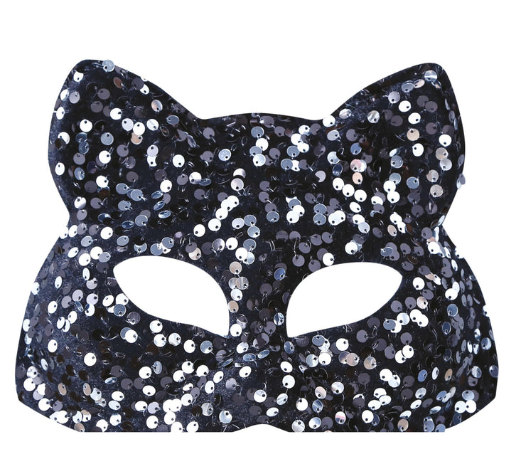 Masque pour les yeux argenté Cat Sequins