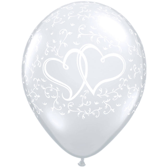 Ballons d'amour argentés Coeurs 28cm - 50 pièces