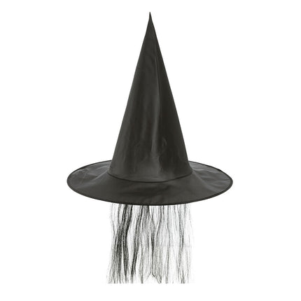 Chapeau de sorcière d'Halloween Cheveux Noirs