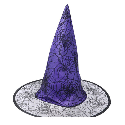 Chapeau violet sorcière araignée