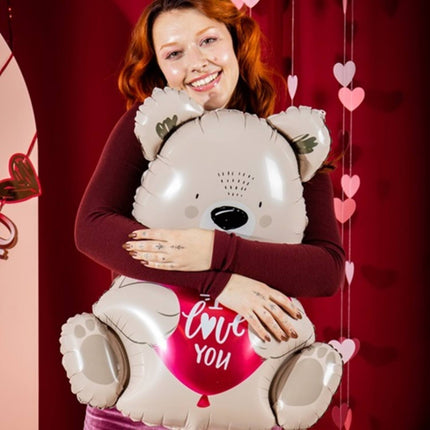 Ballon en aluminium - Ombre Love - Ours brun "Je t'aime" - 56 cm