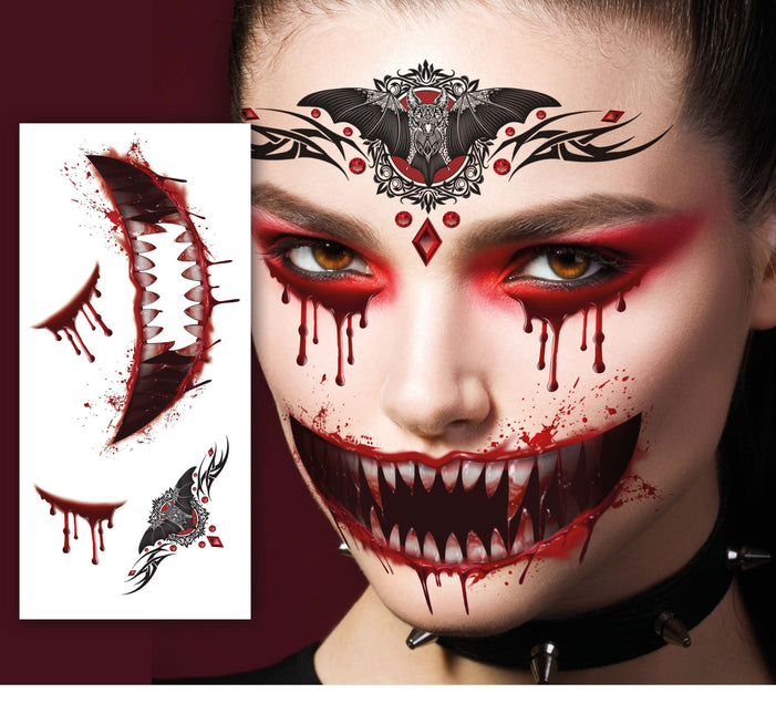 Tatouages de visage de vampire 30X13 Cm