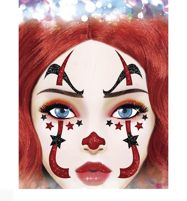 Autocollants de visage d'Halloween Clown Paillettes 20cm