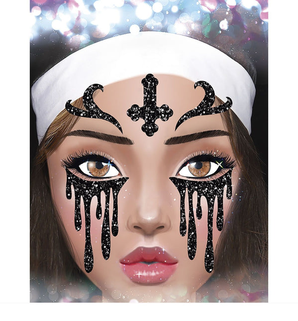 Autocollants de visage d'Halloween sans paillettes 20cm