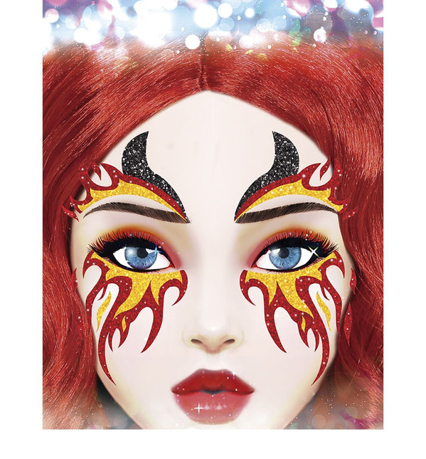 Face Stickers Fire Glitter 20cm