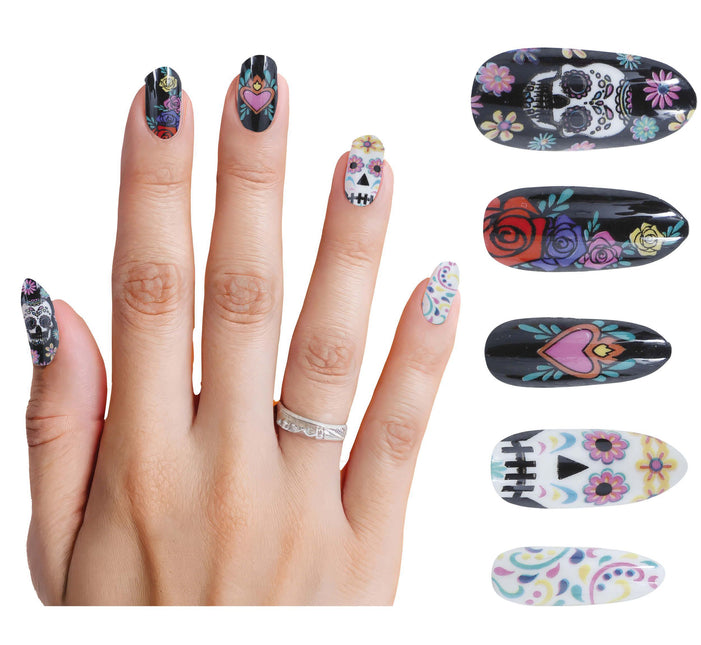 Faux ongles Dia De Los Muertos 10pcs