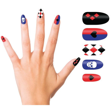 Faux ongles d'Halloween Harley Quin 10pcs