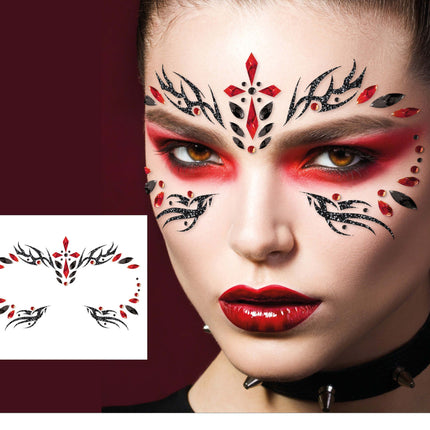 Autocollants de visage d'Halloween Noir Rouge