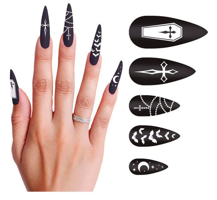 12 Longs ongles de vampire avec de la colle