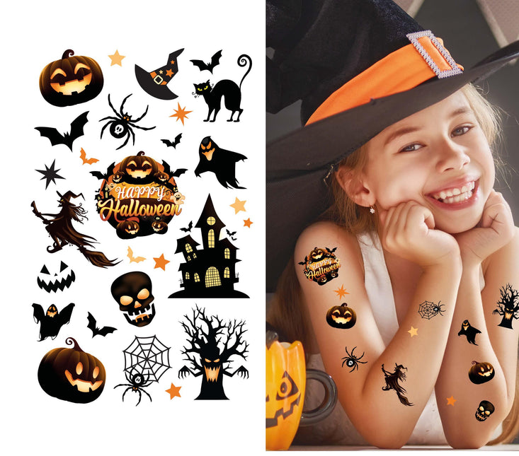 Feuille de tatouage d'Halloween avec colle noire