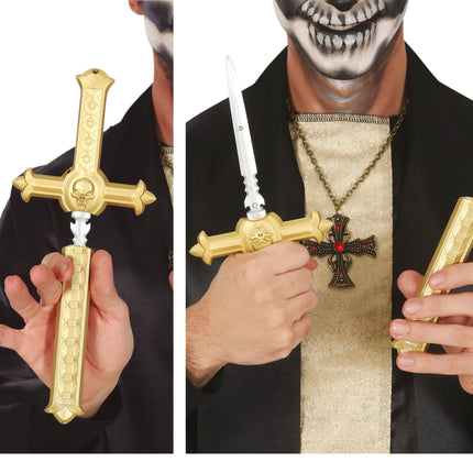 Halloween Fake Sword Dagger Cross 26cm