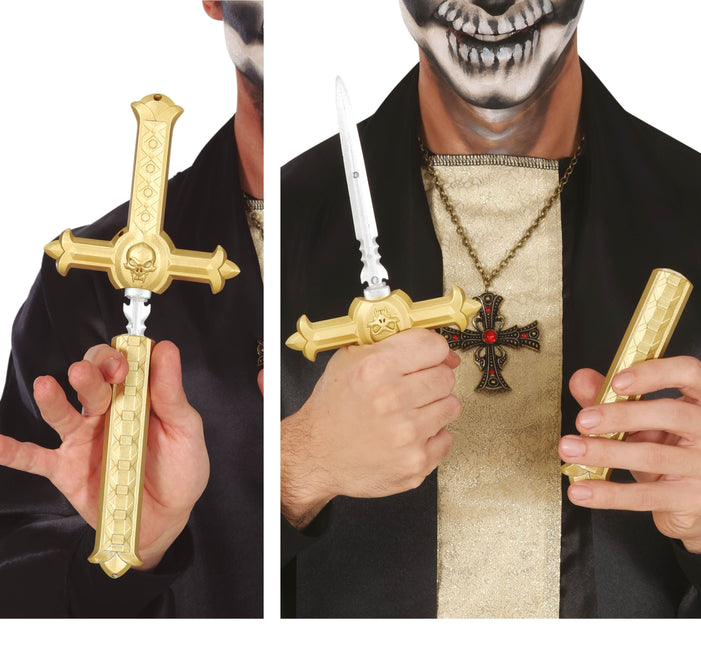 Halloween Fake Sword Dagger Cross 26cm