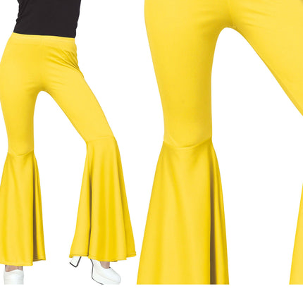 Pantalon Disco 70S Jaune Dames