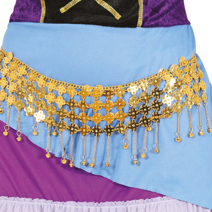 Ceinture de danse orientale en métal doré, adultes