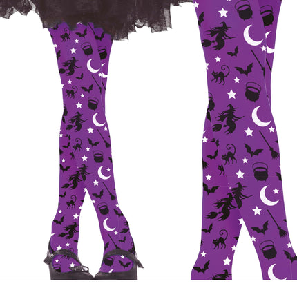 Legging d'Halloween violet sorcière enfant