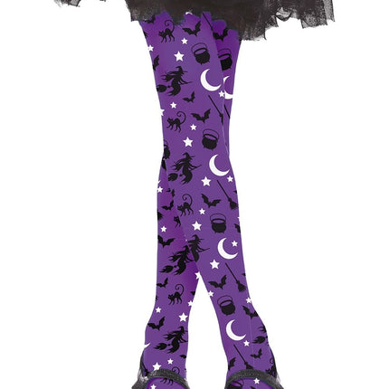 Legging d'Halloween violet sorcière enfant