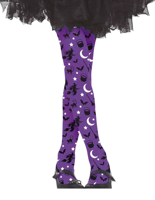 Legging d'Halloween violet sorcière enfant