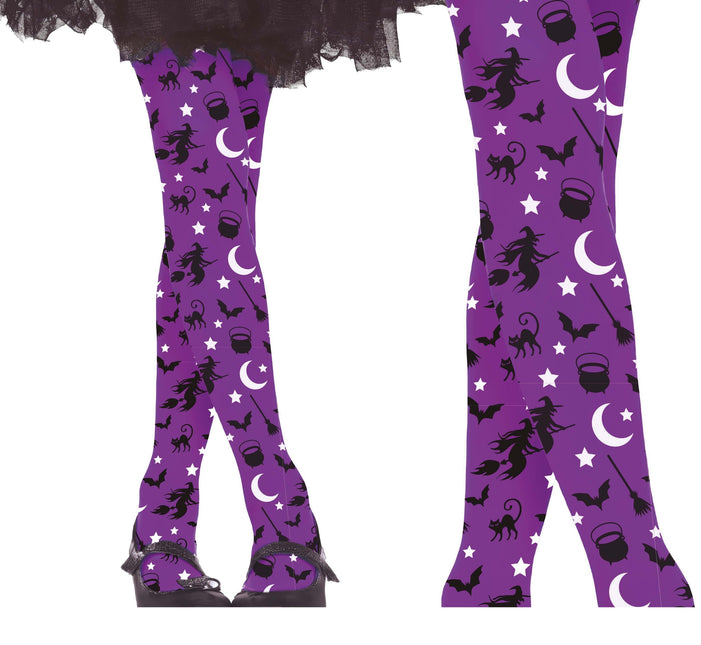 Legging d'Halloween violet sorcière enfant