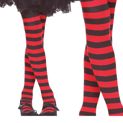 Collant d'Halloween Enfant Noir Rouge Rayé 5/9 ans