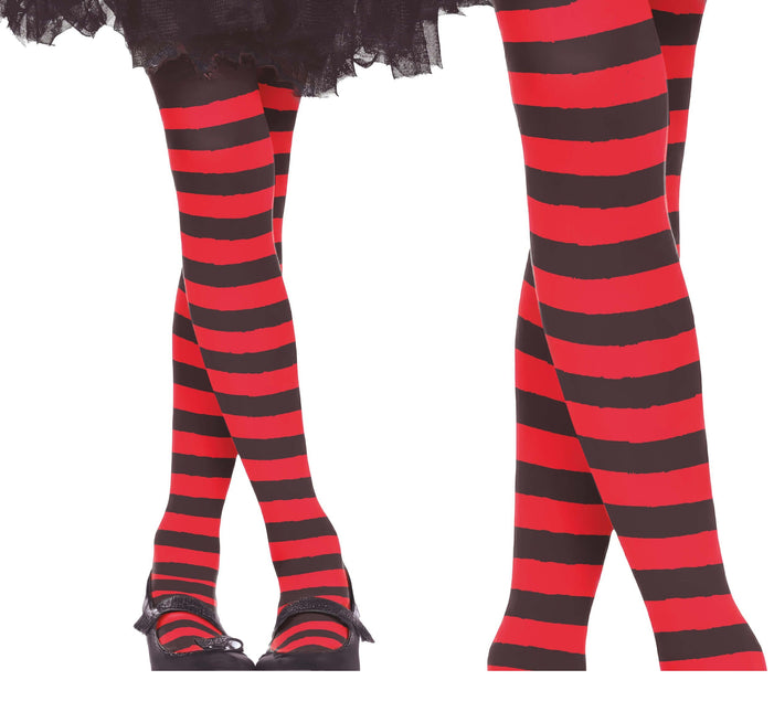 Collant d'Halloween Enfant Noir Rouge Rayé 5/9 ans