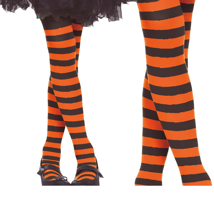 Collant d'Halloween Enfant Noir Orange Rayé