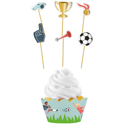 Set de décoration pour petits gâteaux - Fantastic Football - 6 pièces