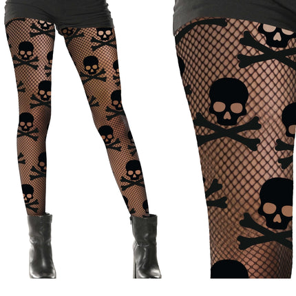 Collants d'Halloween Crânes noirs