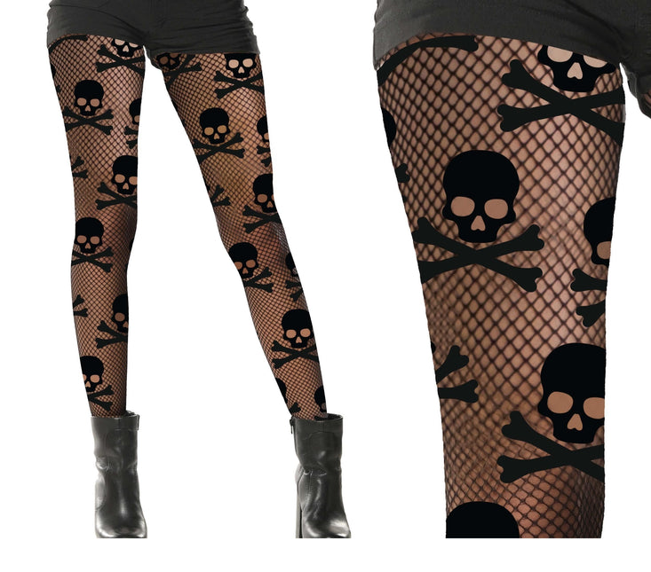 Collants d'Halloween Crânes noirs