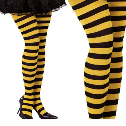 Collants d'Halloween Noirs Jaunes Rayés