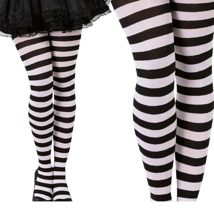 Collants d'Halloween Noirs Blancs Rayés