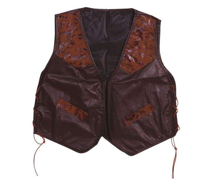 Gilet marron en faux cuir L