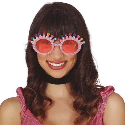 Lunettes roses à paillettes