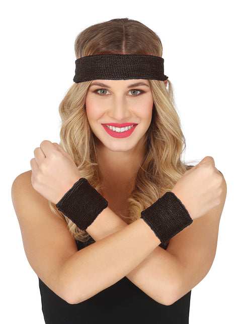 Set 2 bracelets et bandeau Noir