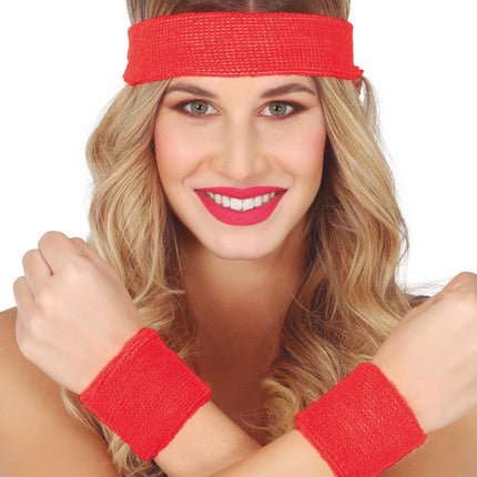 Set 2 bracelets et bandeau Rouge