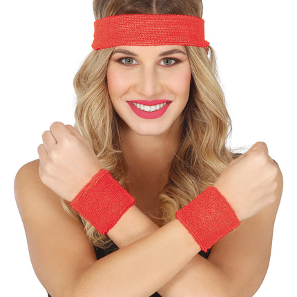 Set 2 bracelets et bandeau Rouge