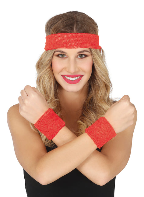 Set 2 bracelets et bandeau Rouge