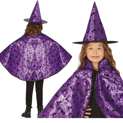 Ensemble de costumes d'Halloween sorcière fille mauve 2 pièces