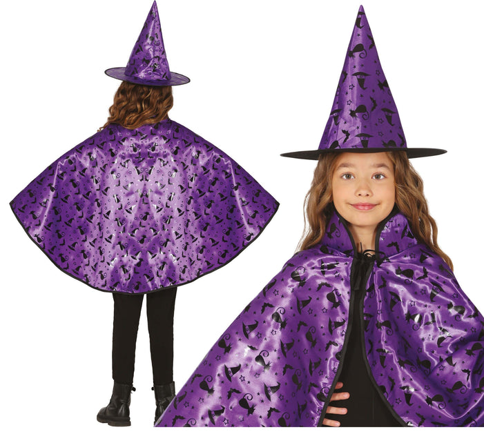 Ensemble de costumes d'Halloween sorcière fille mauve 2 pièces